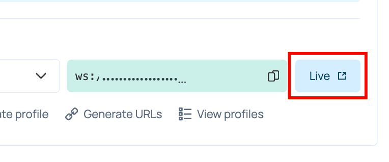 Live button on the profile card